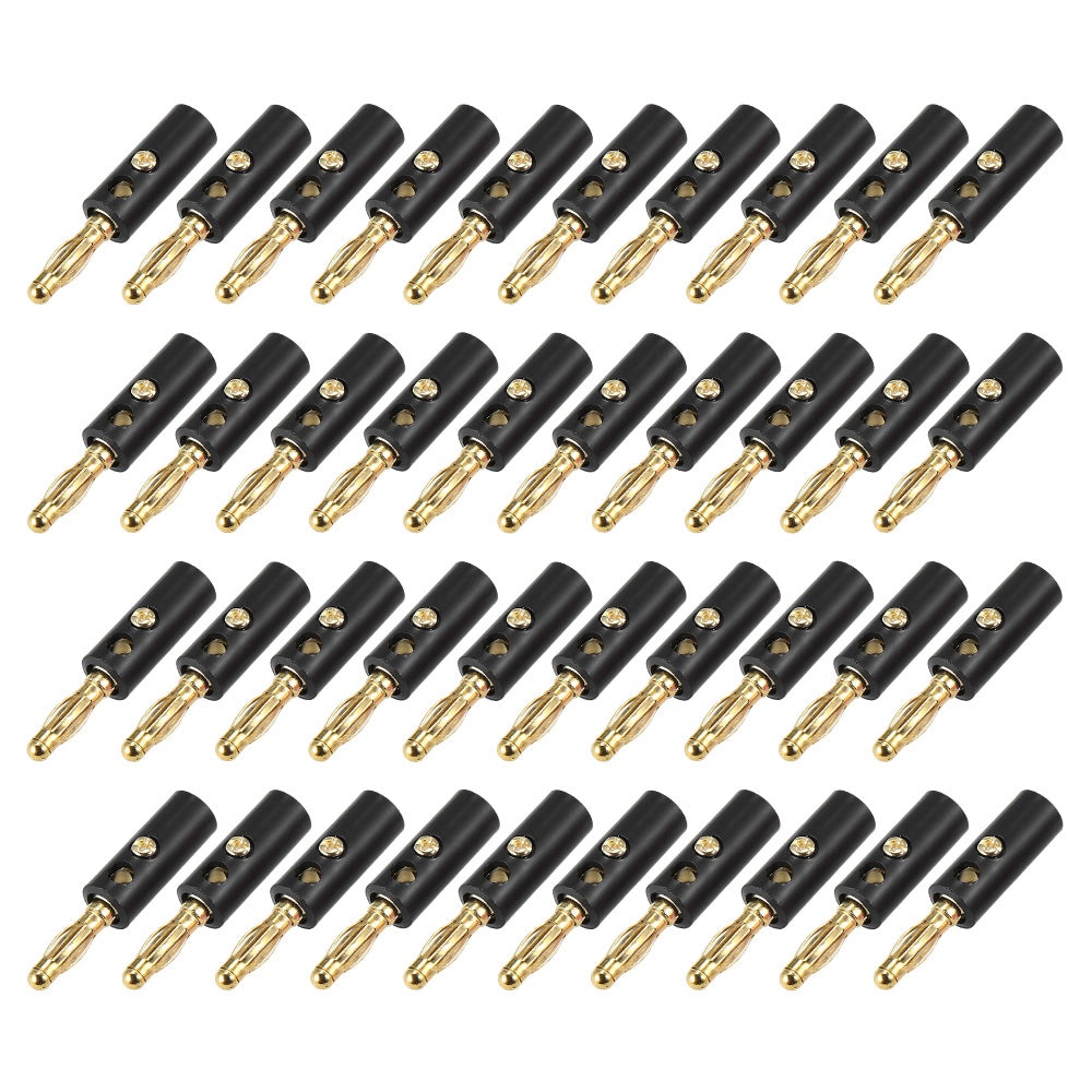 40 PCS Banana Plug Set 0.4cm Gold Plated Red and Black Speaker Connectors for Audio