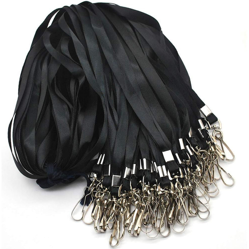 50 Flat Polyester ID Badge Lanyards with 360 Degree Swivel Hooks