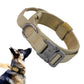 Adjustable Dog Collar with Handle Tactical Nylon Pet Collar for Medium Large Dogs-Khaki
