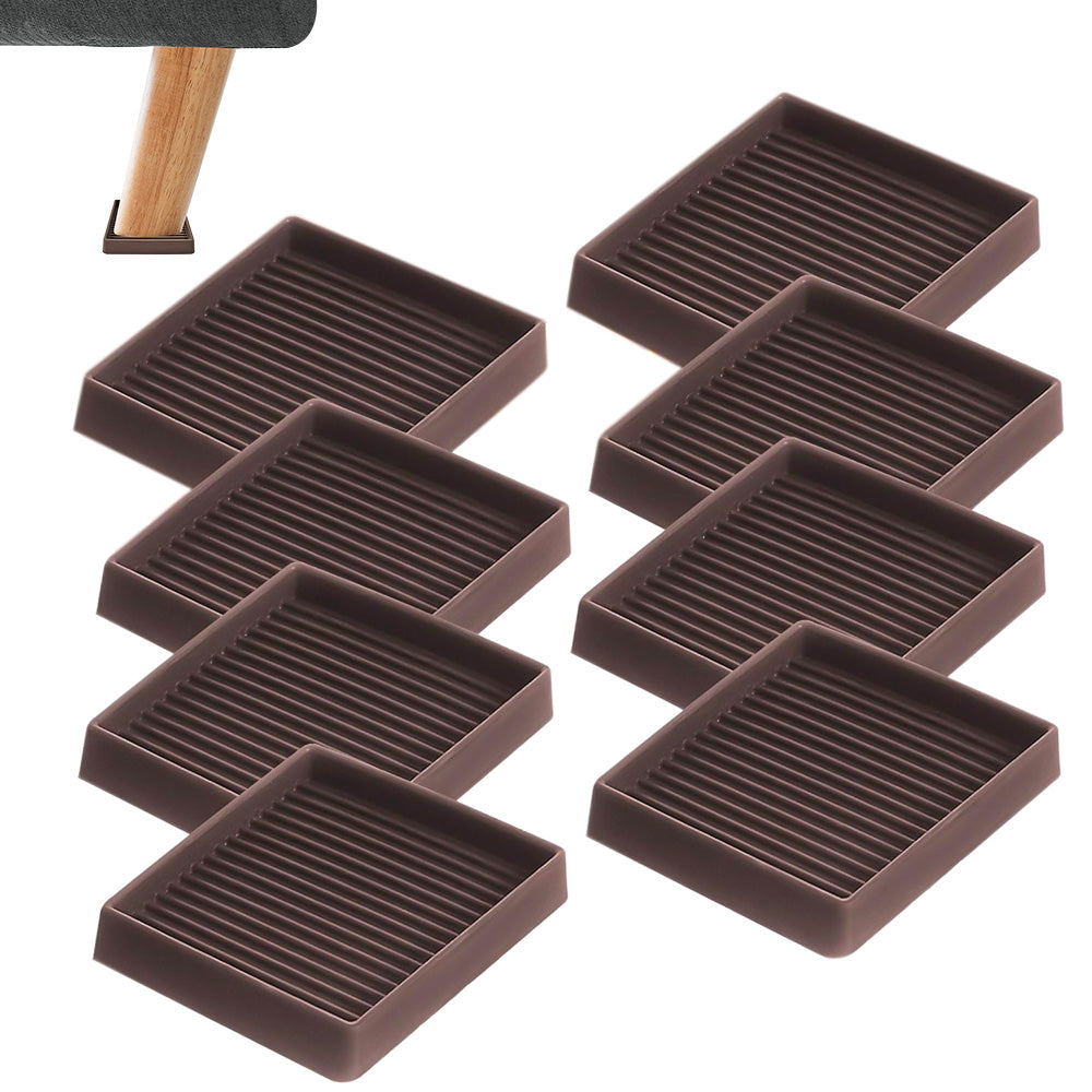 8 Pack Rubber Furniture Leg Floor Protectors with Anti Slip Textured Base
