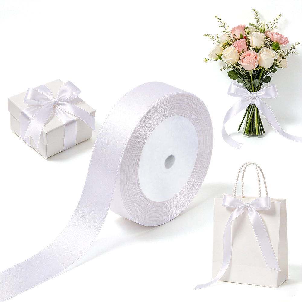22m Double Sided Polyester Satin Ribbon for Christmas Gift Wrapping