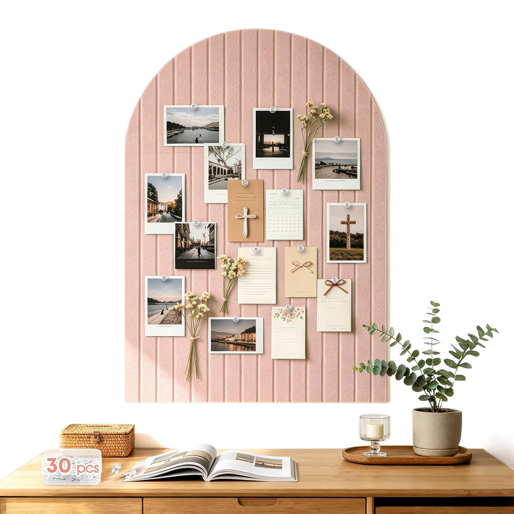 Large Arched Felt Bulletin Board with 30 Push Pins for Home Office School