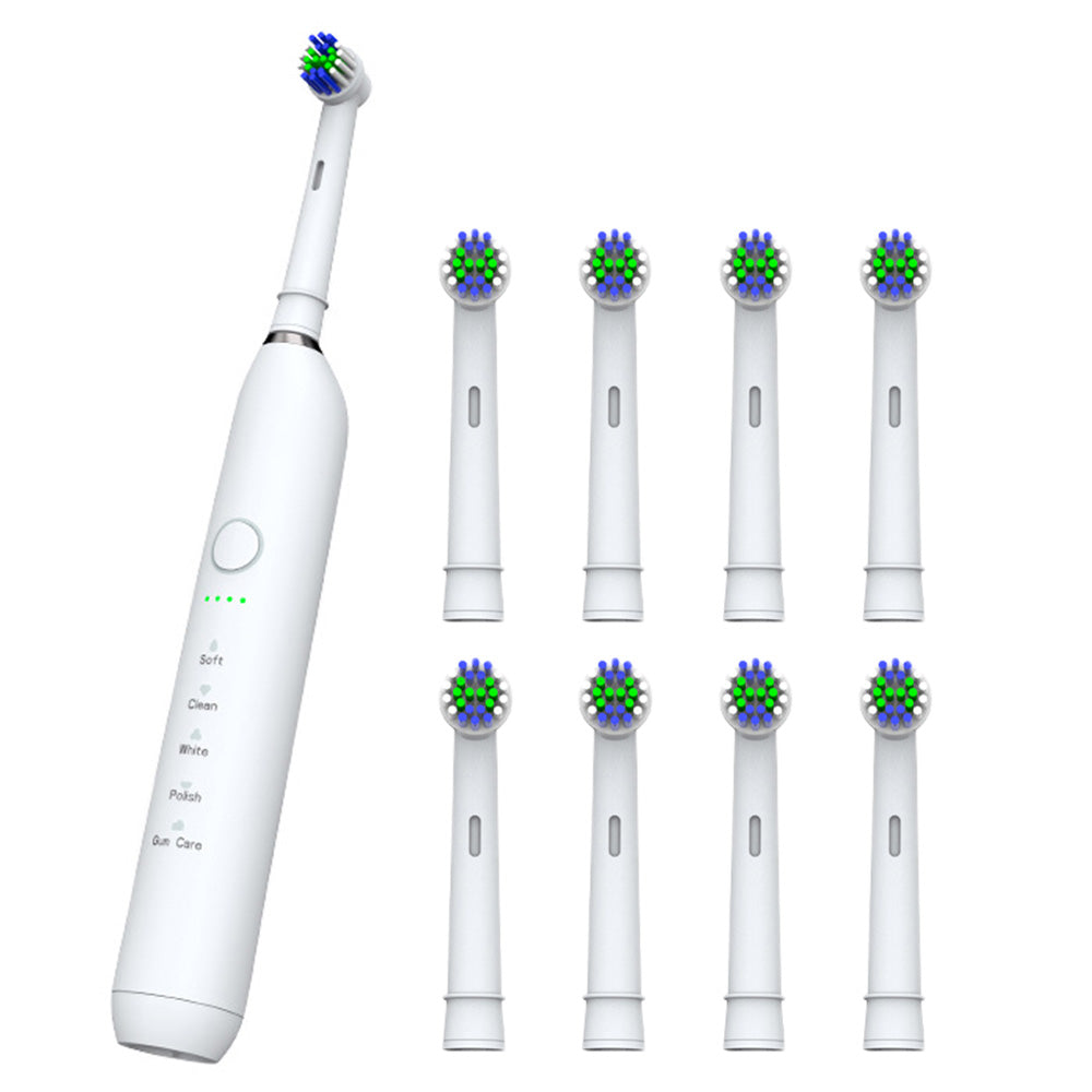 Electric Toothbrush with 5 Modes 8 Brush Heads Rechargeable 3D Rotation Toothbrush for Home Travel