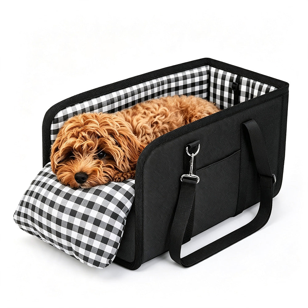 Oxford Fabric Center Console Pet Vehicle Seat Carrier for Small Dogs Cats