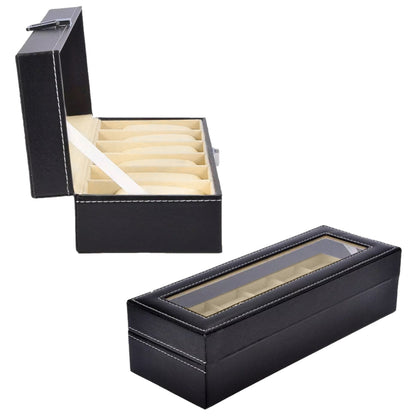 6/10/12 Grids PU Leather Watch Box Organizer Display Case with Lock