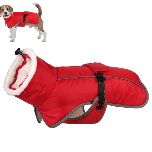 Winter Dog Coat-Waterproof Cold Weather Jacket for Small Large Breeds-Red