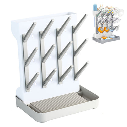 Detachable Bottle Drying Rack for 12 Bottles with Accessories Holder