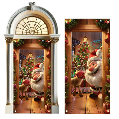 180x90CM Santa Claus Door Cover Christmas Background Cloth Hanging