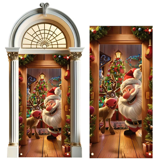 180x90CM Santa Claus Door Cover Christmas Background Cloth Hanging