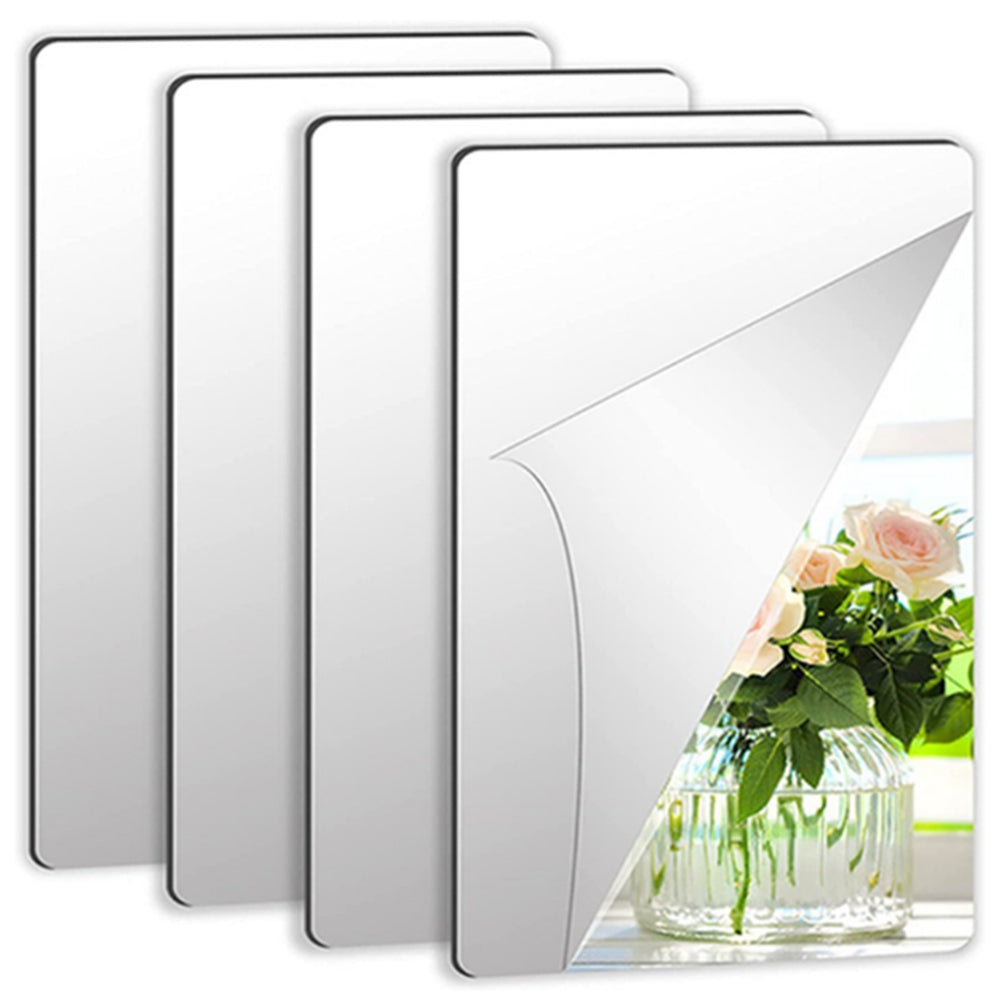 4Pcs 2MM Thick Frameless Acrylic Mirror Wall Stickers