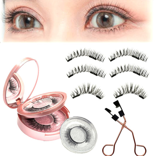 3Pair Eyelash Kit with Glue-Free Reusable Eyelash Clip Set