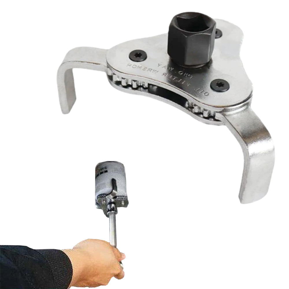 Stainless Steel 3 Jaw Oil Filter Adjustable Wrench Remover for Car