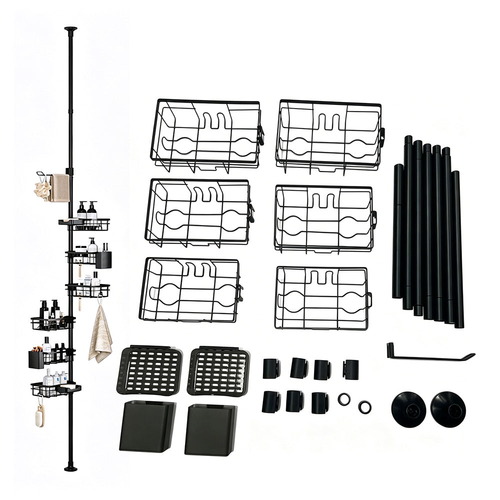 6 Tier Telescopic Shower Caddy Corner Carbon Steel Corner Shelf for Bathroom Kitchen