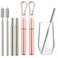2 Pack Collapsible Stainless Steel Travel Straws with Keychain Cases