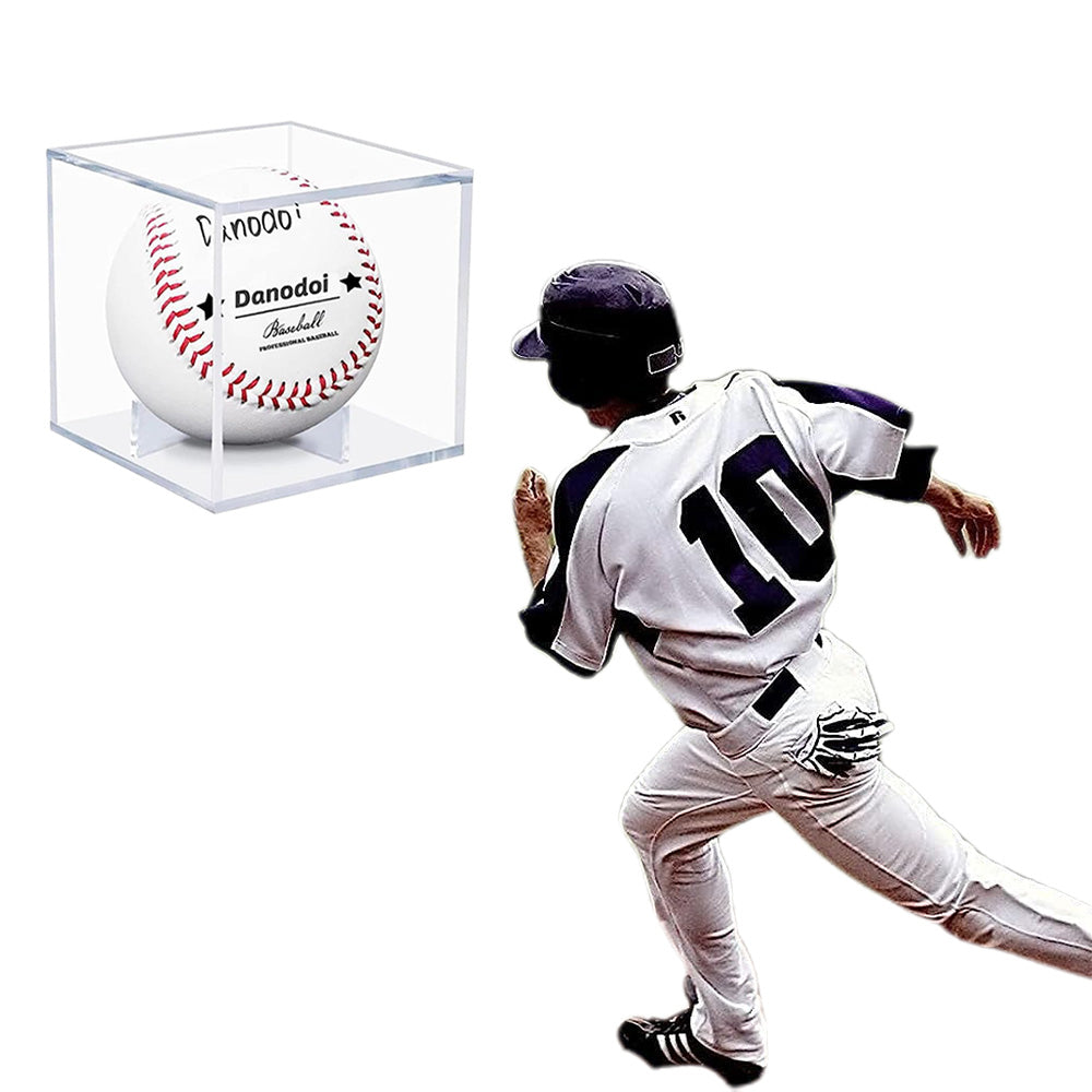 2Pcs Square Baseball Holder Stackable Cube Display Case with UV Protection