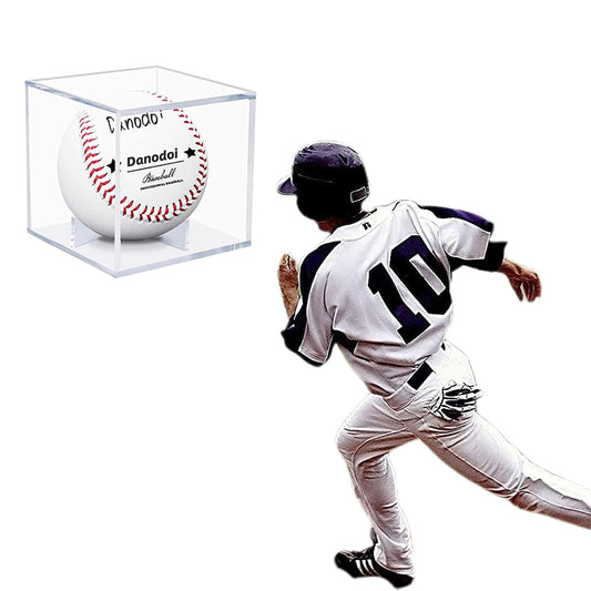2Pcs Square Baseball Holder Stackable Cube Display Case with UV Protection