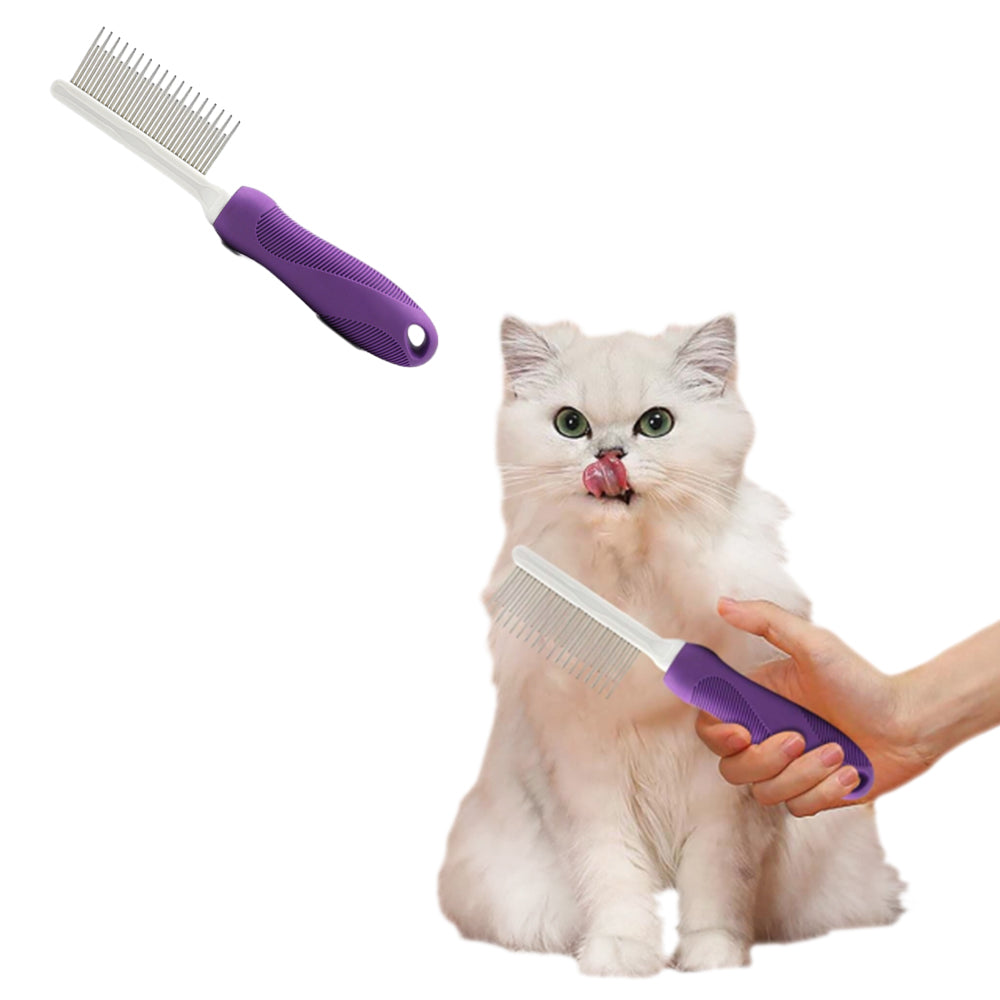 Detangling Pet Comb with Long and Short Stainless Steel Teeth