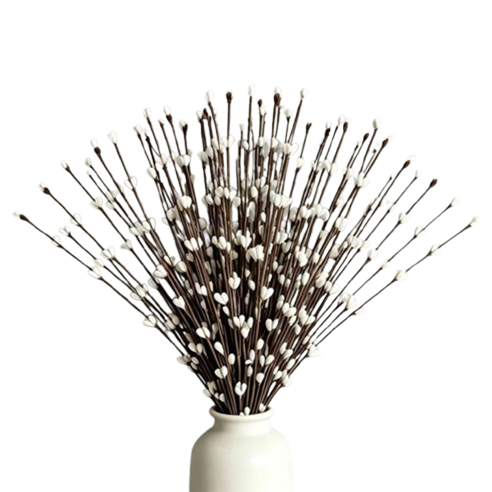 100 PCS Faux Pussy Willow Branches Realistic Artificial Willow Stems for DIY Crafts