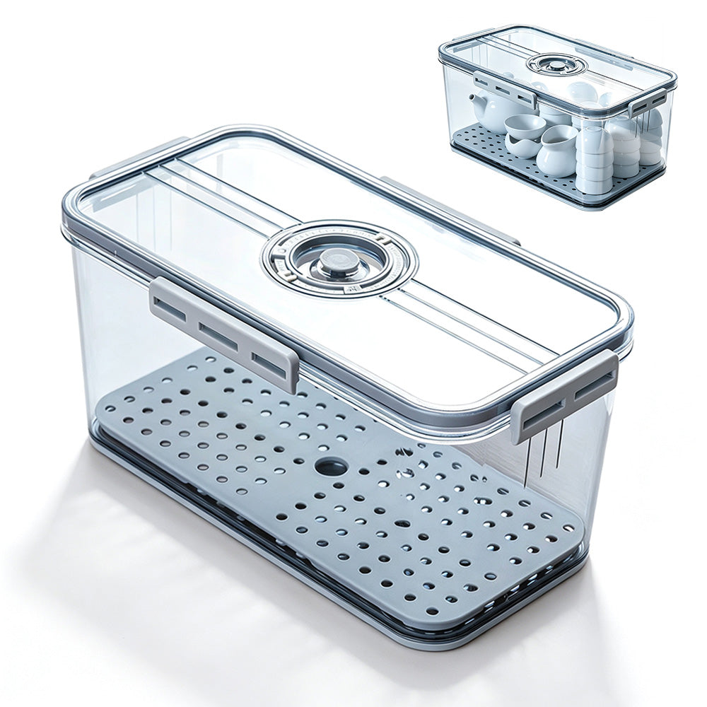 Transparent Bread Box with Timer Drainboard Lid Kitchen Storage Container for Food