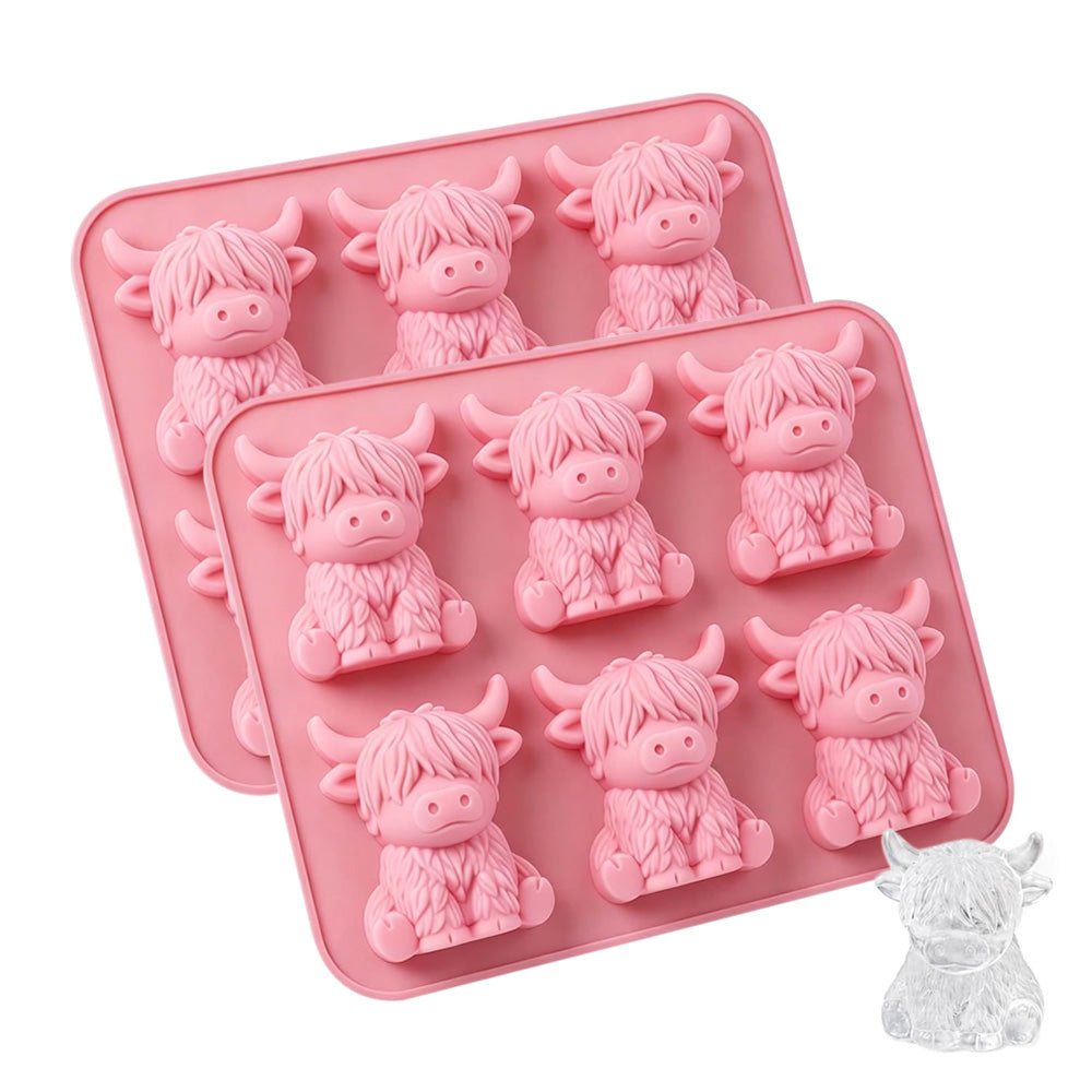 2 Pack 6 Cavity Silicone Highland Cow Ice Cube Molds