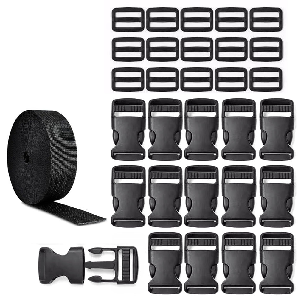 Buckle and Strap Kit Nylon Strap with Triglide Clips for Backpack Dog Collar
