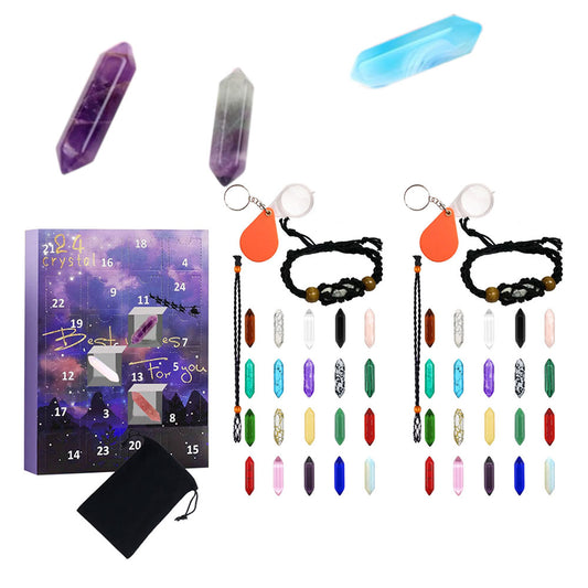 2 Sets 24 DAYS Christmas Advent Countdown Calendar Rhinestone And Healing Stones Blind Box