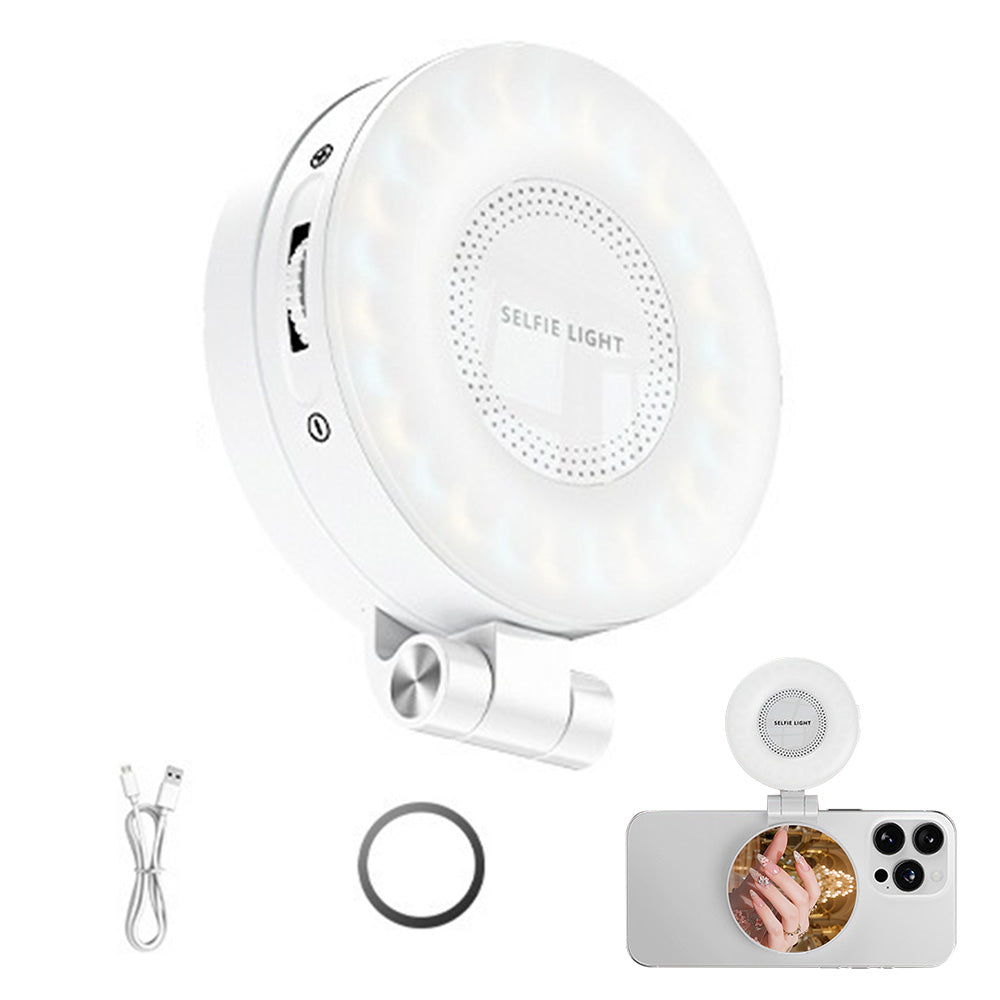 Phone Selfie Light Rechargeable Folding Phone Fill Light With Mirror