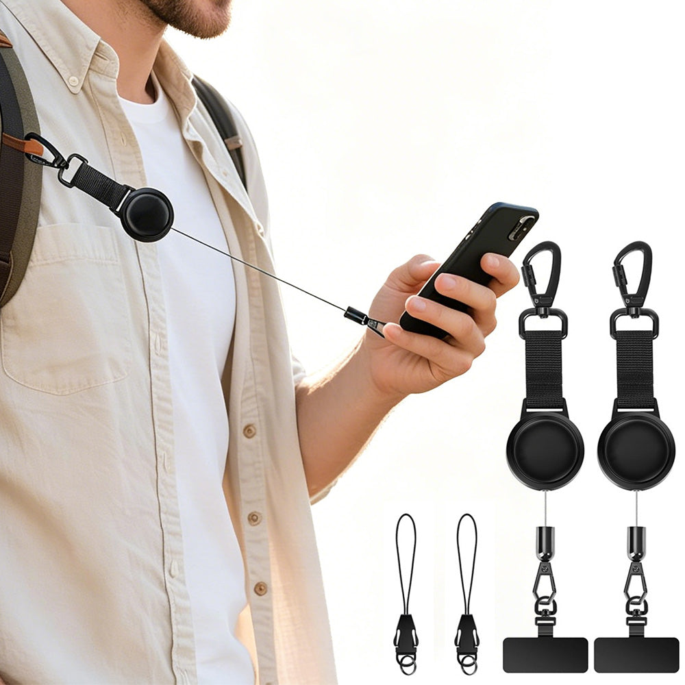 2XRetractable Phone Holder Locking Carabiner 360 Degree Swivel for Sports
