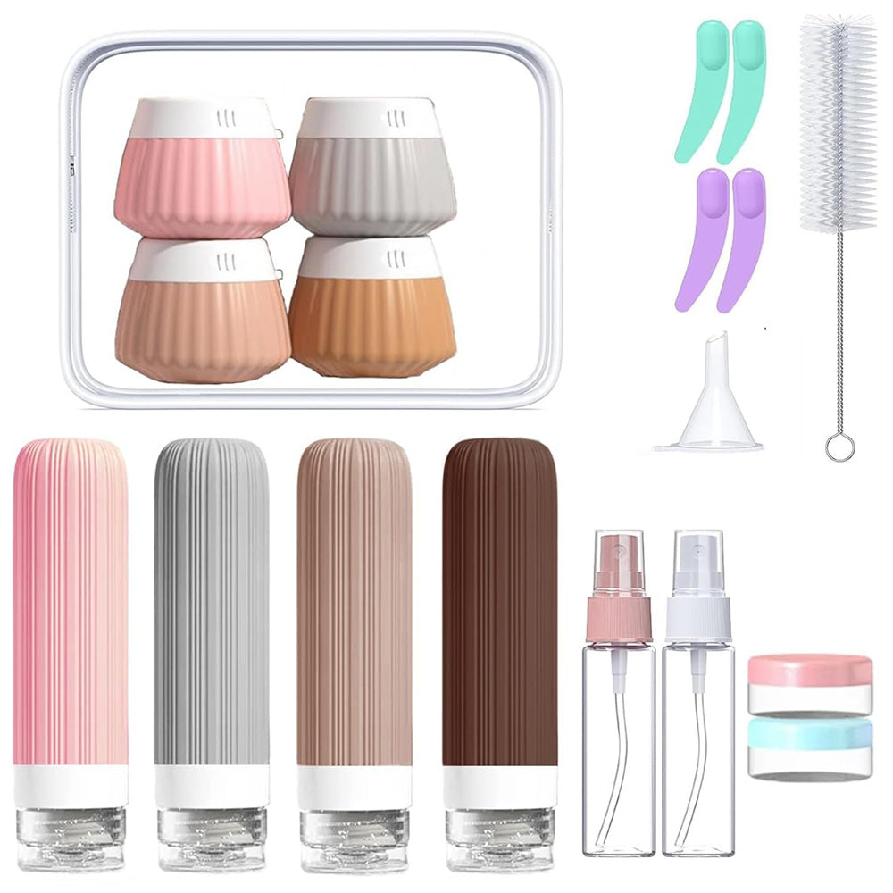 18 Piece Silicone Leak Resistant Travel Toiletry Bottle Set