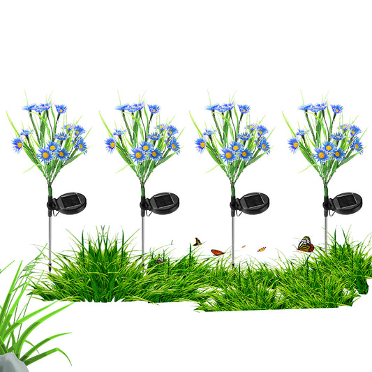 4Pcs Solar Garden Flowers Stake Light