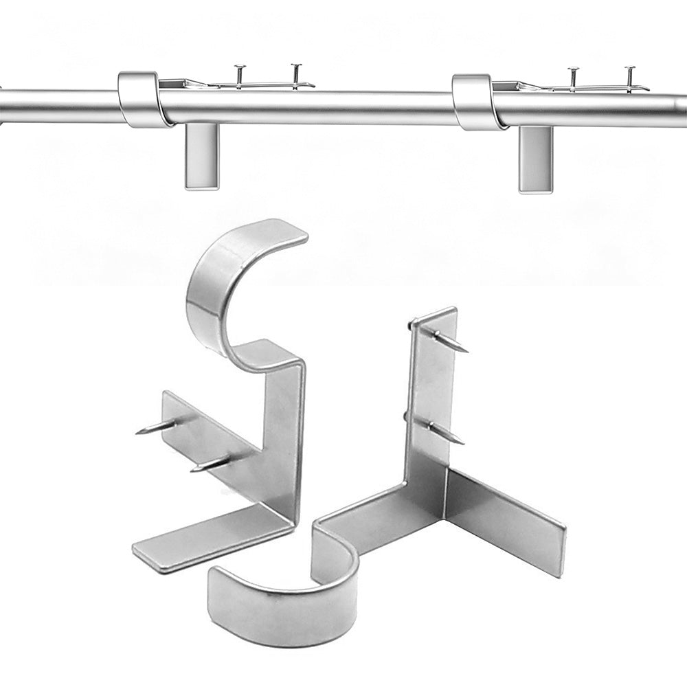 2Pcs Tap In Iron Curtain Rod Brackets for Wooden Window Frames