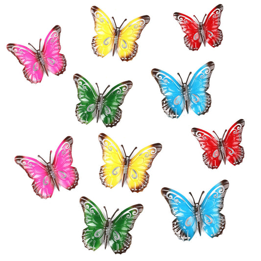 10Pcs 11x9CM Colorful Metal Butterfly Wall Decor Outdoor Lawn Art Metal Decoration