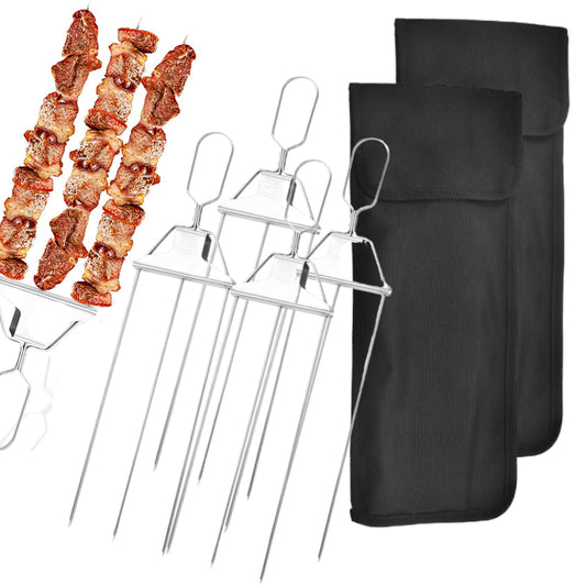 4Pcs 3-Way Stainless Steel Grilling Sticks for BBQ Kebab