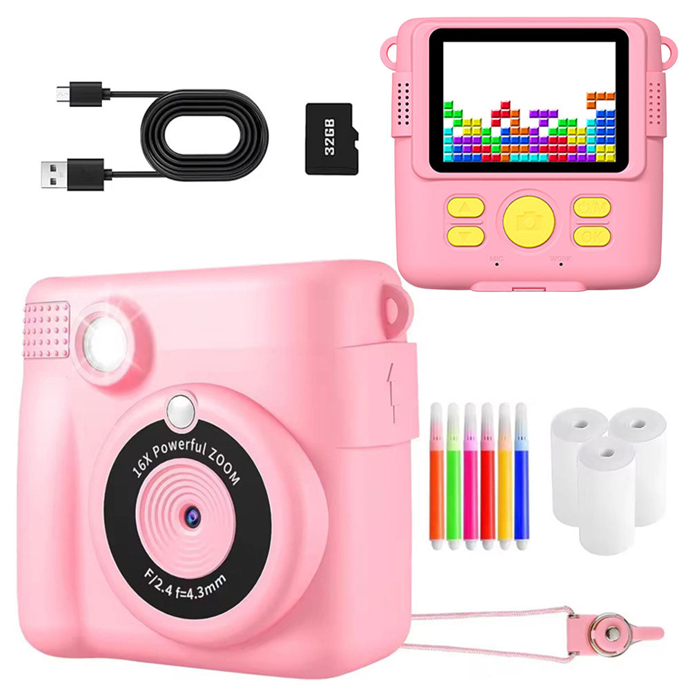 Instant Print Camera Zero Ink Print Photo Camera with 32G TF Card
