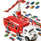 Large Dual Track Transporter Truck Toy Set with 6 Alloy Racing Cars