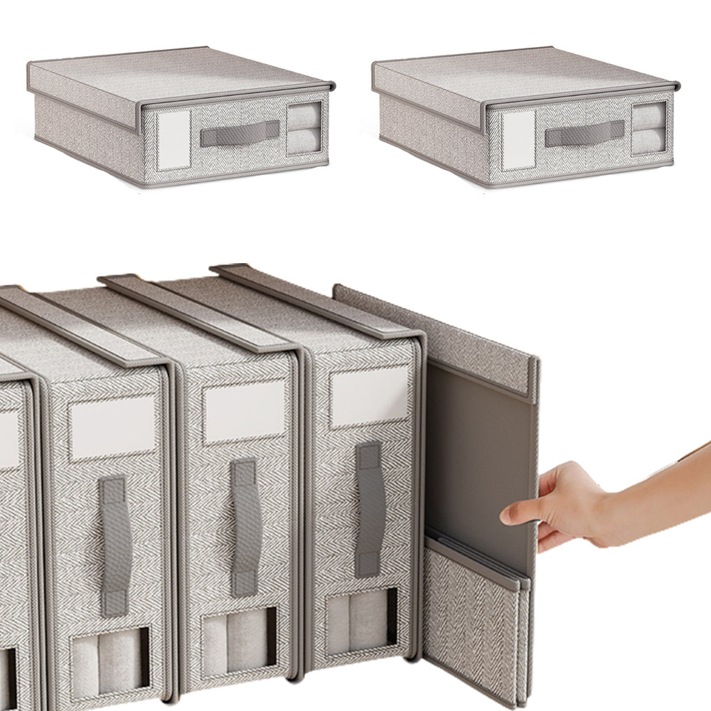 2Pcs Foldable Bed Sheet Storage Bins with Handle