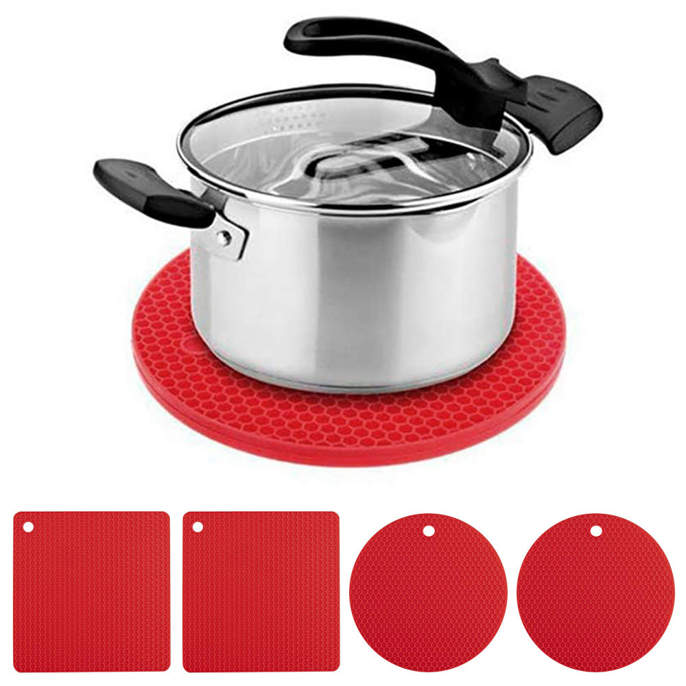 4Pcs Silicone Trivets for Hot Pots and Pans Heat Resistant Pot Holders for Hot Dishes