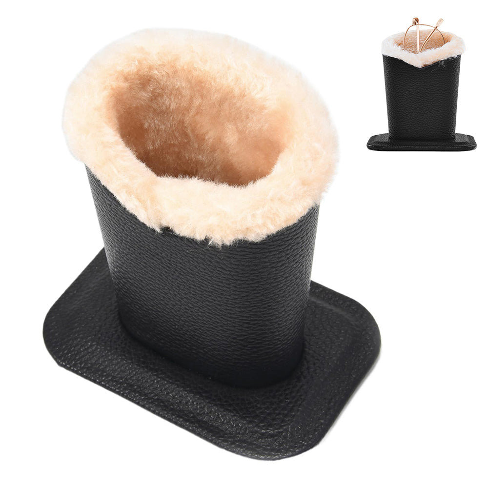 Soft Plush Lined Eyeglasses Desk Holder PU Leather Glasses Display Stand With Base