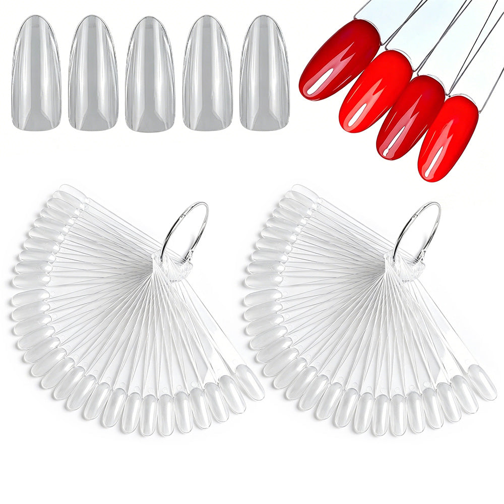 100 PCS Clear Nail Swatch Sticks with Ring Nail Art Swatch Set for Polish Display