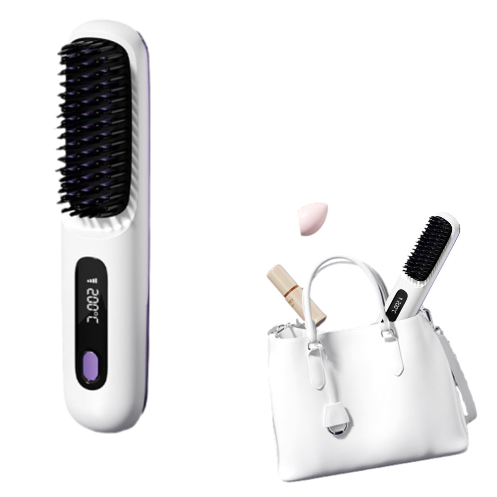 Portable Cordless Hair Straightener Comb with LED Display Negative Ion Heating