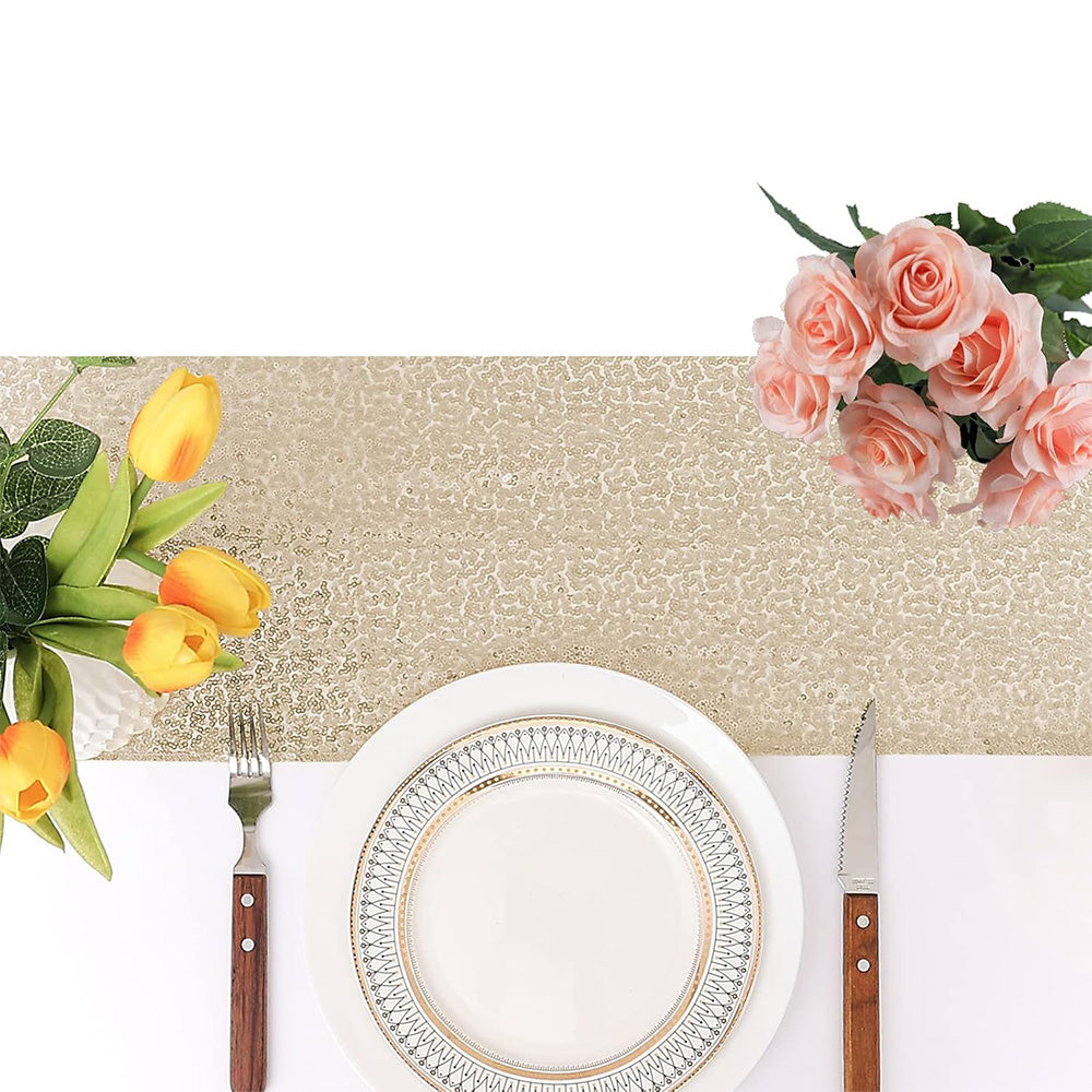 High Density Sequin Table Runner for Weddings Parties and Holidays-Gold