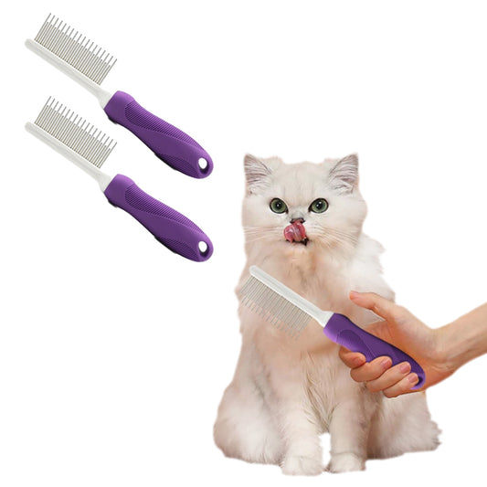 2Pcs Detangling Pet Comb with Long and Short Stainless Steel Teeth