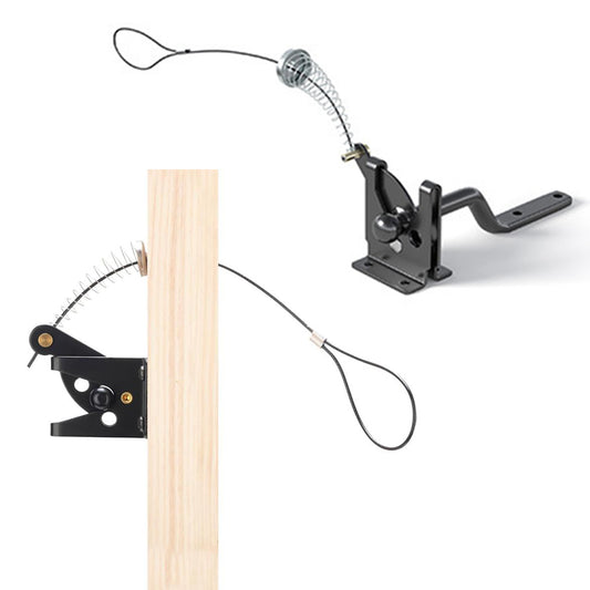 Stainless Steel Spring Cable Pull Self-Locking Gate Latch Fit for Wooden Fence Gate
