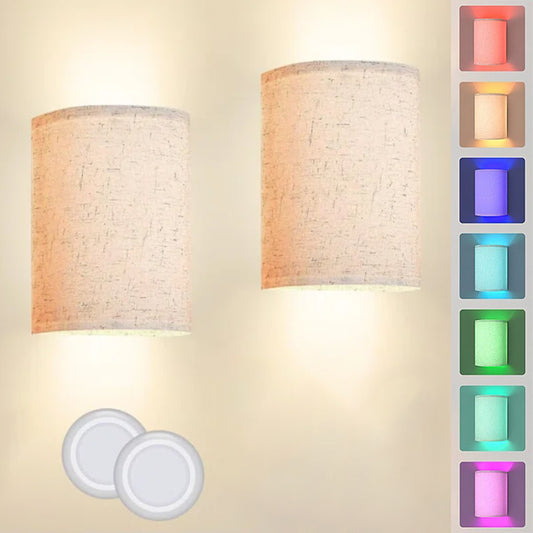 2Pcs Battery Operated 13 Colours Fixture Dimmable Wall Sconces Set