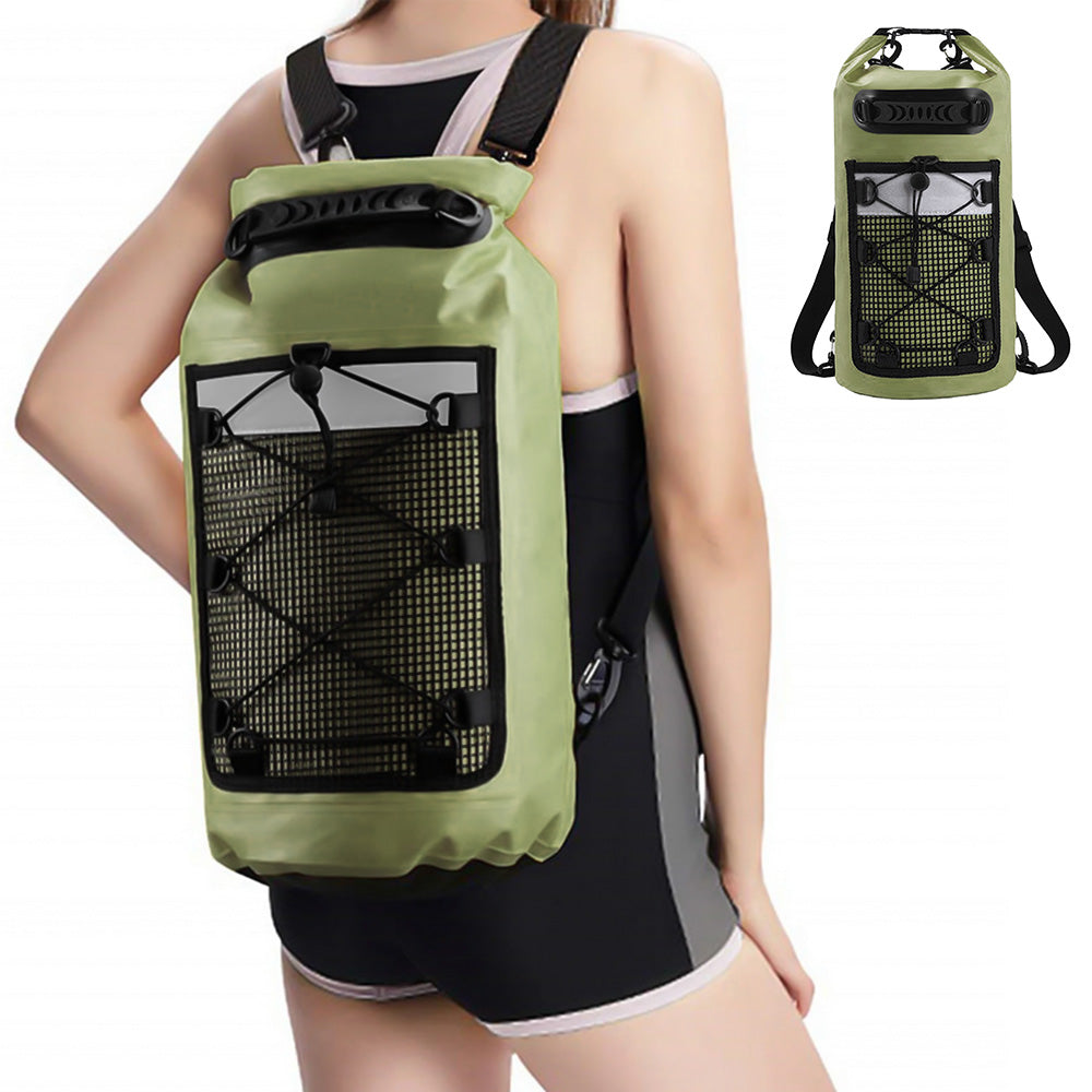 Roll-Top Backpack With Handle Dry Bag Outdoor Bag For Fishing Boating Camping