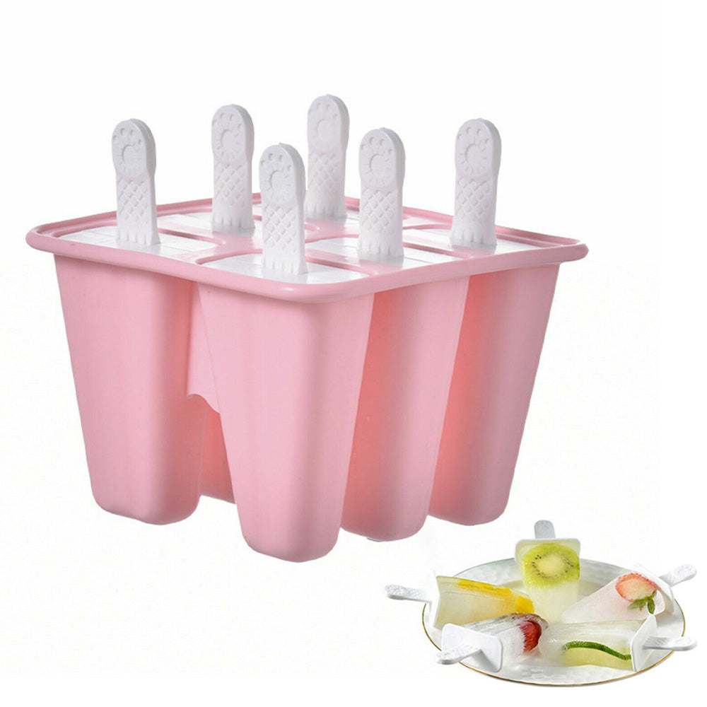 6 Cavity Ice Cream Mould Block Popsicle Molds Ice Lolly Mold With Sticks