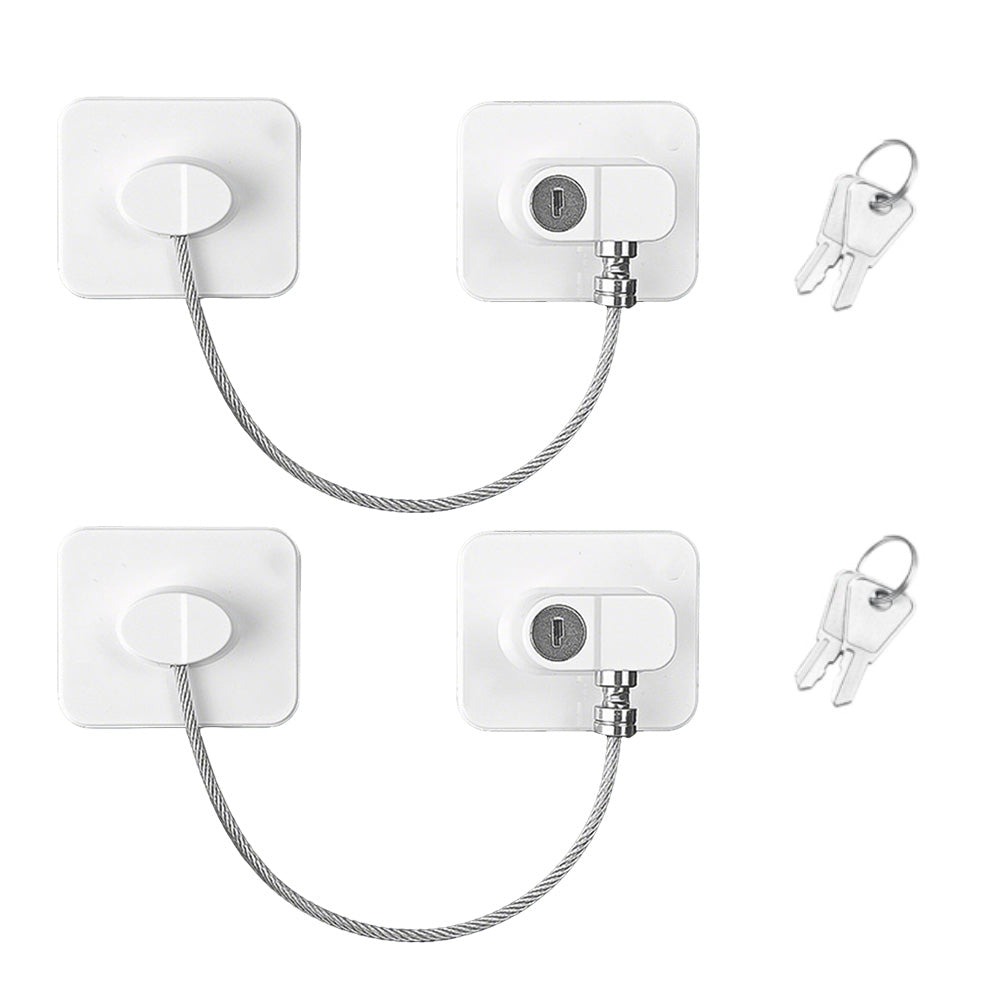 2 Pack Mini Little Ones Security Fridge Lock with Keys No-Drill for Drawer Window