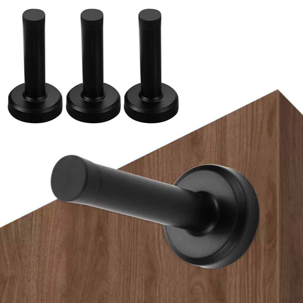 4 Pack Stainless Steel Door Stop Strong Adhesive No-Drill with Rubber Bumper
