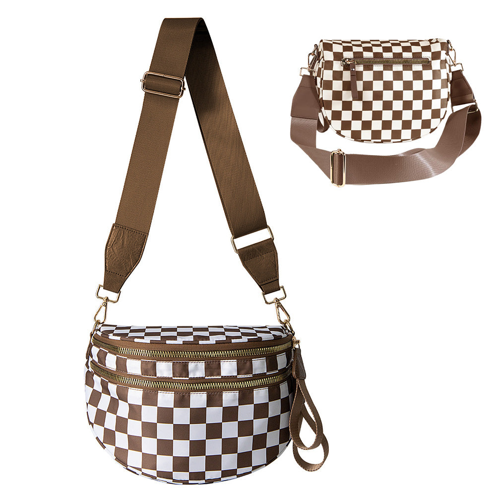 Checkered Crossbody Bag Bum Bag Women Sling Bag