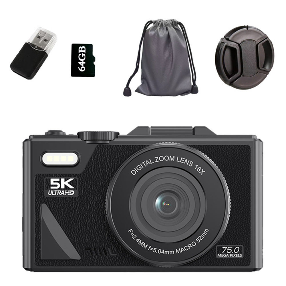 Digital Camera for Photography with 180-degree Flip Screen